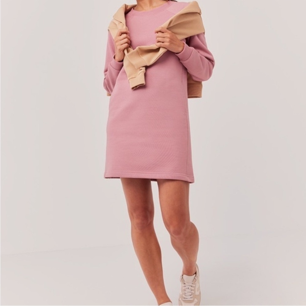 Pact The Downtime Sweater Dress Desert Rose Pink Organic Cotton Size L NWT cozy